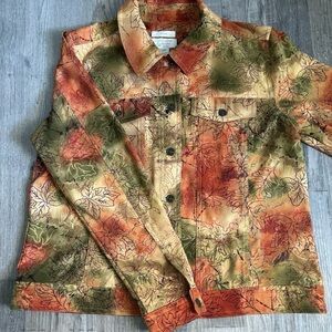 Christopher & Banks Multicolor Leaf Print Jacket